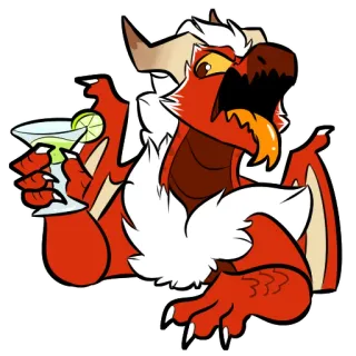 🍹 37a7141c naga, koktail, pesta, merah, berbulu whatsapp sticker