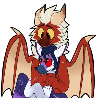 💜 384ead85 naga, furry, kartun, fantasi, makhluk, pelukan whatsapp sticker