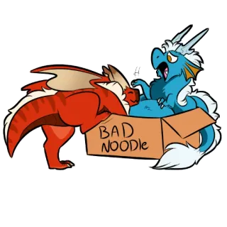 😱 3a8c45d4 BAD NOODLE naga, lucu, kartun, binatang, monster whatsapp sticker