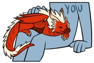 ❤️ 6c144cf2 YOU naga, imut, merah, mengantuk, kartun, binatang, fantasi whatsapp sticker