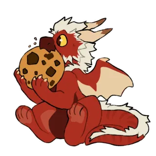 🥠 d19e5692 naga, imut, kue, merah, kartun, fantasi whatsapp sticker