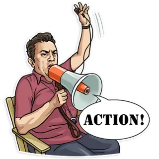 🎞 59caff0d ACTION! 액션, 확성기, 만화, 시위, 외침, 말하기, 큰소리 telegram sticker
