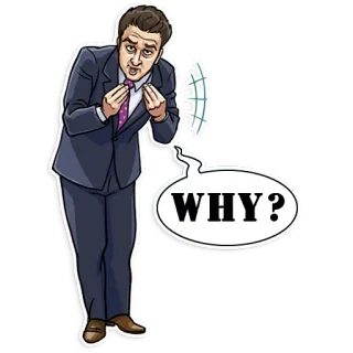 ❓ 80ca86ef WHY? 질문, 남자, 의심, 왜, 스티커 telegram sticker