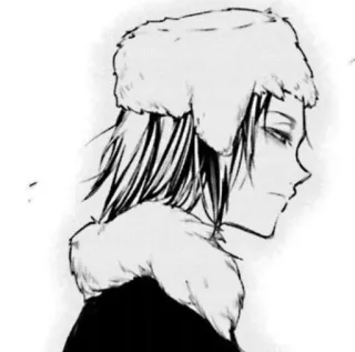 🌟 cd054e0d Anime, Mangá, Inverno, Chapéu, Chapéu de pele, Preto e branco telegram sticker