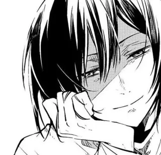 🌟 e3ecc30c Anime, Mangá, Retrato, Monocromático, Sorriso irônico telegram sticker