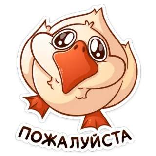 👀 5f23b58e ПОЖАЛУЙСТА ห่าน, นก, สัตว์, การ์ตูน, น่ารัก, คำขอ, กรุณา telegram sticker