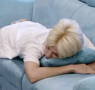 🌟 1e080fd5 slapen, bank, persoon, rusten, blond haar telegram sticker
