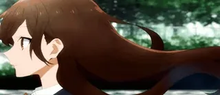 😁 16b132ef Anime, Gadis, rambut cokelat, seragam sekolah, tampak samping whatsapp sticker