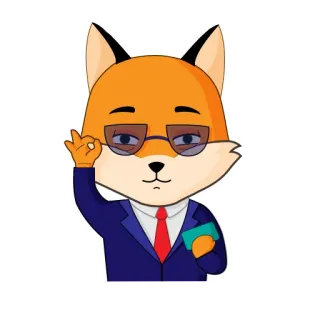 👀 71fc5434 狐狸, 卡通, 动物, 眼镜, 西装, 可爱, 贴纸 telegram sticker