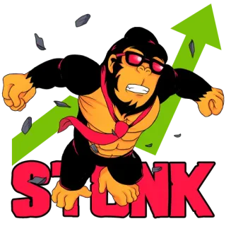 💪 1b6a77f7 STONK singe, stonk, actions, investissement, mème, finance, wallstreetbets whatsapp sticker