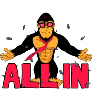 👐 3b05ba55 ALL IN singe, gorille, casino, argent, tapis, paris whatsapp sticker