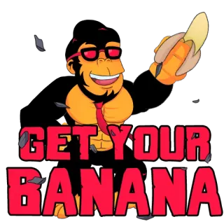 🍌 3b15a254 GET YOUR BANANA singe, banane, dessin animé, autocollant, drôle, animal whatsapp sticker