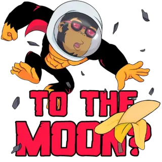 🌑 668be1c1 TO THE MOON? singe, singe, astronaute, espace, banane, sur la lune, crypto, trading whatsapp sticker