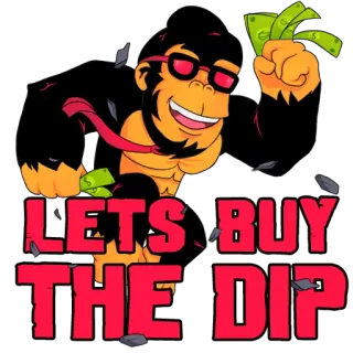 ☔ be9adcaa LETS BUY THE DIP argent, singe, finance, investissement, actions, mème whatsapp sticker