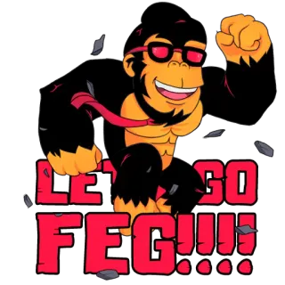 🥳 d2e3e913 LET'S GO FEG!!! gorille, singe, dessin animé, autocollant, FEG whatsapp sticker