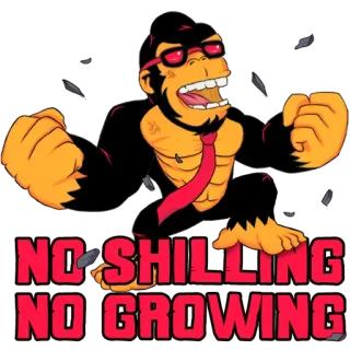 😡 f8da05f6 NO SHILLING NO GROWING Gorille, Meme, Singe, Promotion, Croissance, Investissement, Bourse, Finance whatsapp sticker