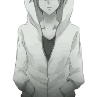 🙁 06733a51 anime, boy, hoodie, sad, manga, teen telegram sticker
