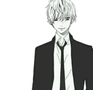 🙂 2770980f anime, manga, boy, suit, tie, drawing telegram sticker