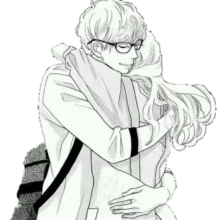 ❤️ 7aae320f hug, couple, love, embrace, manga, anime, affection telegram sticker