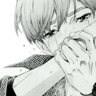 😭 a5d03257 anime, sad, crying, boy, manga telegram sticker