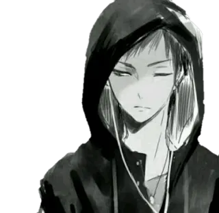 😒 c585c736 anime, headphones, hoodie, boy, sketch telegram sticker