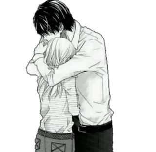 ❤️ e52209b4 anime, hug, couple, love, romance, manga telegram sticker