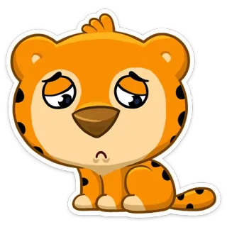 😒 4aaf69b1 tigre, dessin animé, triste, animal, mignon, autocollant telegram sticker