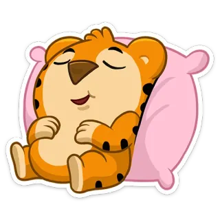 😴 906fd5eb tigre, dormir, dessin animé, animal, oreiller, mignon, repos telegram sticker