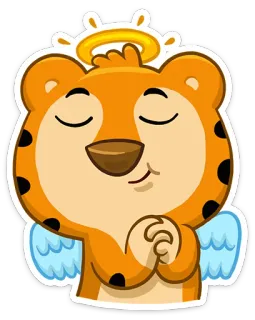 👼 a0cb9693 tigre, ange, auréole, prière, mignon, animal, dessin animé telegram sticker