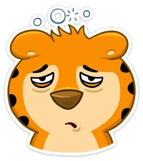 😒 1722c9c8 老虎, 晕, 卡通, 动物, 伤心, 疲惫, 生病 telegram sticker