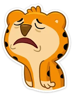 😩 47e13ae3 卡通, 悲伤, 动物, 老虎, 表情, 情感 telegram sticker