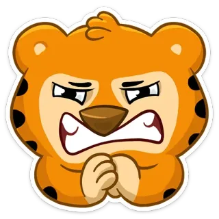 😖 6b230b4d 老虎, 生气, 卡通, 动物, 表情符号, 贴纸 telegram sticker