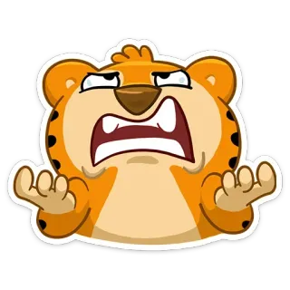 😣 6f55c4f9 老虎, 动物, 卡通, 表情, 困惑, 耸肩 telegram sticker