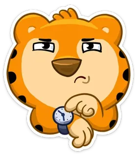 ⏳ bff40655 卡通, 动物, 豹, 手表, 等待, 时间, 贴纸 telegram sticker