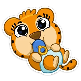 👶 c3180cea 老虎, 宝宝, 奶嘴, 卡通, 可爱, 动物, 橙色 telegram sticker