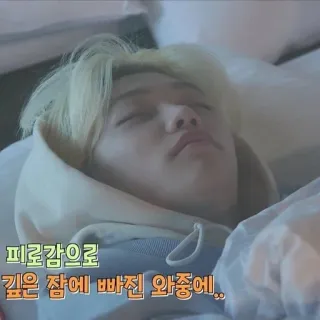 😴 8440f1c8 피로감으로 깊은 잠에 빠진 와중에... นอน, เหนื่อย, เกาหลี, กำลังหลับ whatsapp sticker