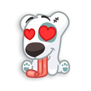 😍 0e0a2e46 cane, cartone animato, amore, cuori, carino, animale telegram sticker