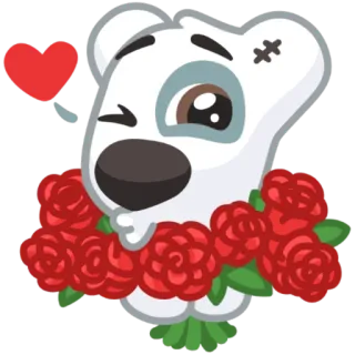 💋 1b0d7b97 cane, amore, cuore, cartone animato, animale, rosa, romantico telegram sticker