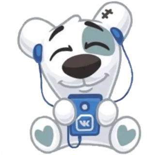 🎶 212a3261 orso, cartone animato, cuffie, musica, VK, social media telegram sticker