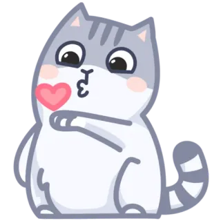 😘 8612370e gatto, animale, cuore, amore, carino, adesivo telegram sticker