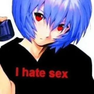 ❌ 9fc9b888 I hate sex Anime, Meme, Personaggio, Testo, Espressione telegram sticker