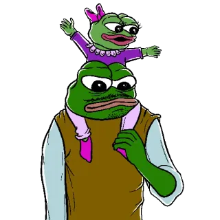 👨‍👧 4640beac Pepe the Frog pepe si kodok, kodok, meme, ayah, anak perempuan telegram sticker