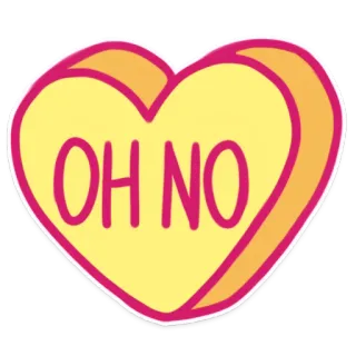 💛 e4e7ff0f OH NO cœur bonbon, oh non, Saint-Valentin, autocollant, cœur, dessin animé telegram sticker