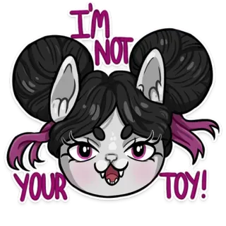 🙅‍♀️ e7baf47d I'M NOT YOUR TOY! souris, dessin animé, mignon, animal, autocollant, expression telegram sticker