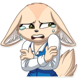 😭 2837a0db Fenneko Aggretsuko anime, fox, crying, sad, Fenneko, Aggretsuko, expression telegram sticker