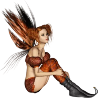 🙄 0bfd7f41 นางฟ้า, แฟนตาซี, ปีก, ผมแดง, เอลฟ์, สิ่งมีชีวิตวิเศษ, ในตำนาน telegram sticker