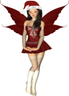 😊 5d843168 นางฟ้า, คริสต์มาส, หมวกซานต้า, ชุดแดง, ปีก, แฟนตาซี, วันหยุด, เด็กผู้หญิง telegram sticker