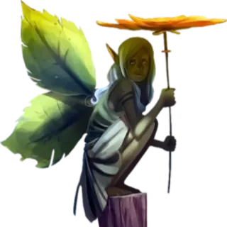 ☂ ec41a45d นางฟ้า, แฟนตาซี, เอลฟ์, สัตว์ในตำนาน, ดอกไม้, ปีกใบไม้ telegram sticker