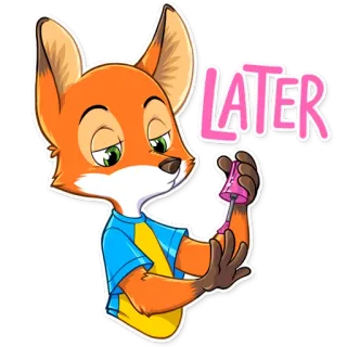💅 2c0c63b5 LATER fuchs, später, tschüss, abschied, cartoon, tier, orange whatsapp sticker