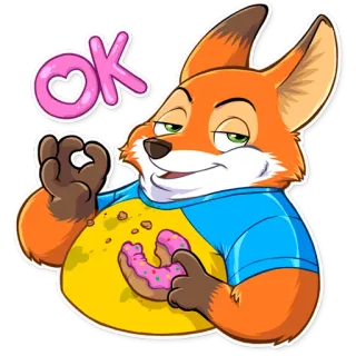 👌 f87a53fb OK fuchs, donut, ok, cartoon, süß, tier whatsapp sticker